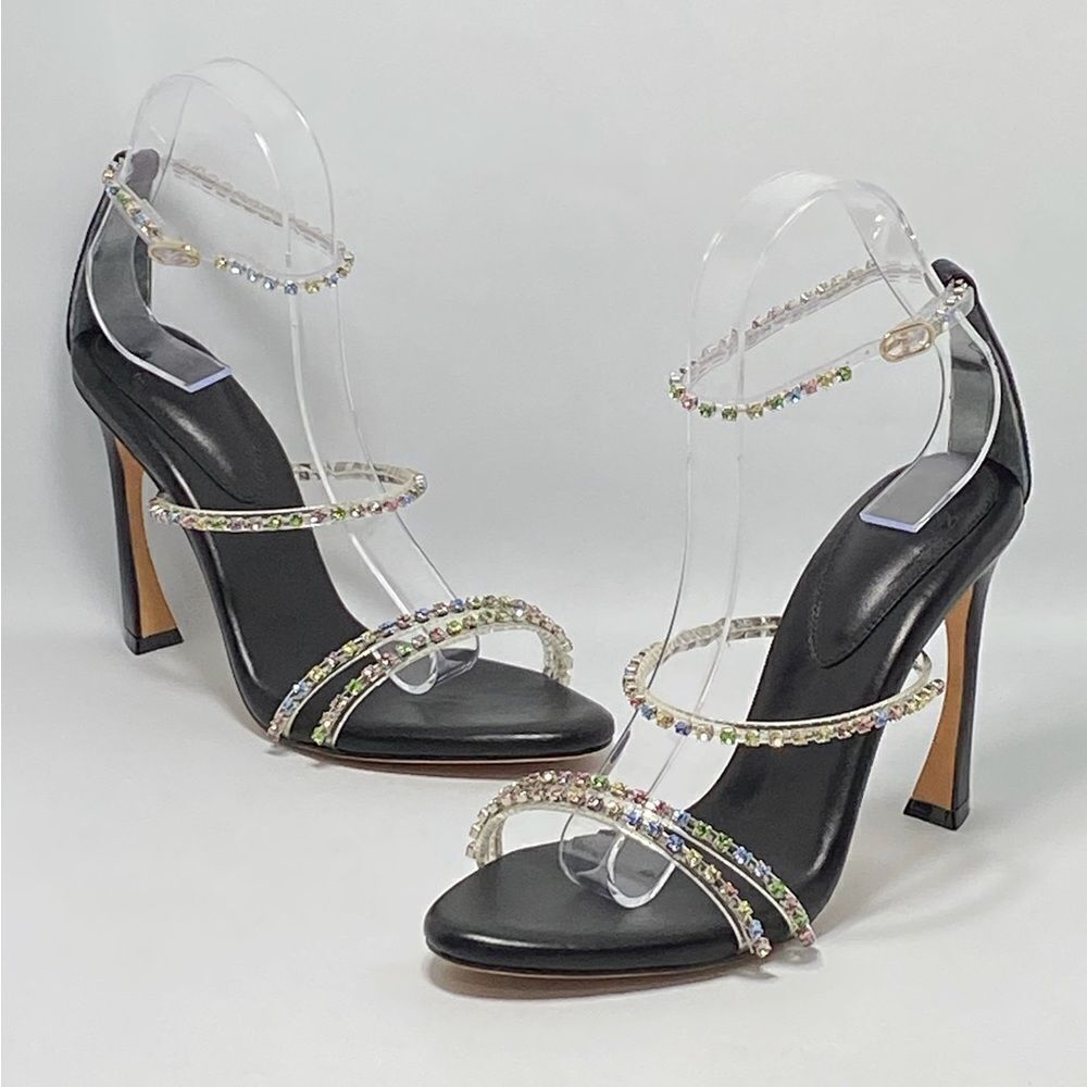 Alexandre Birman Dolores 100 Black & Sparkling Straps Sandal size 38